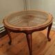 Table basse bois et cannage plateau verre