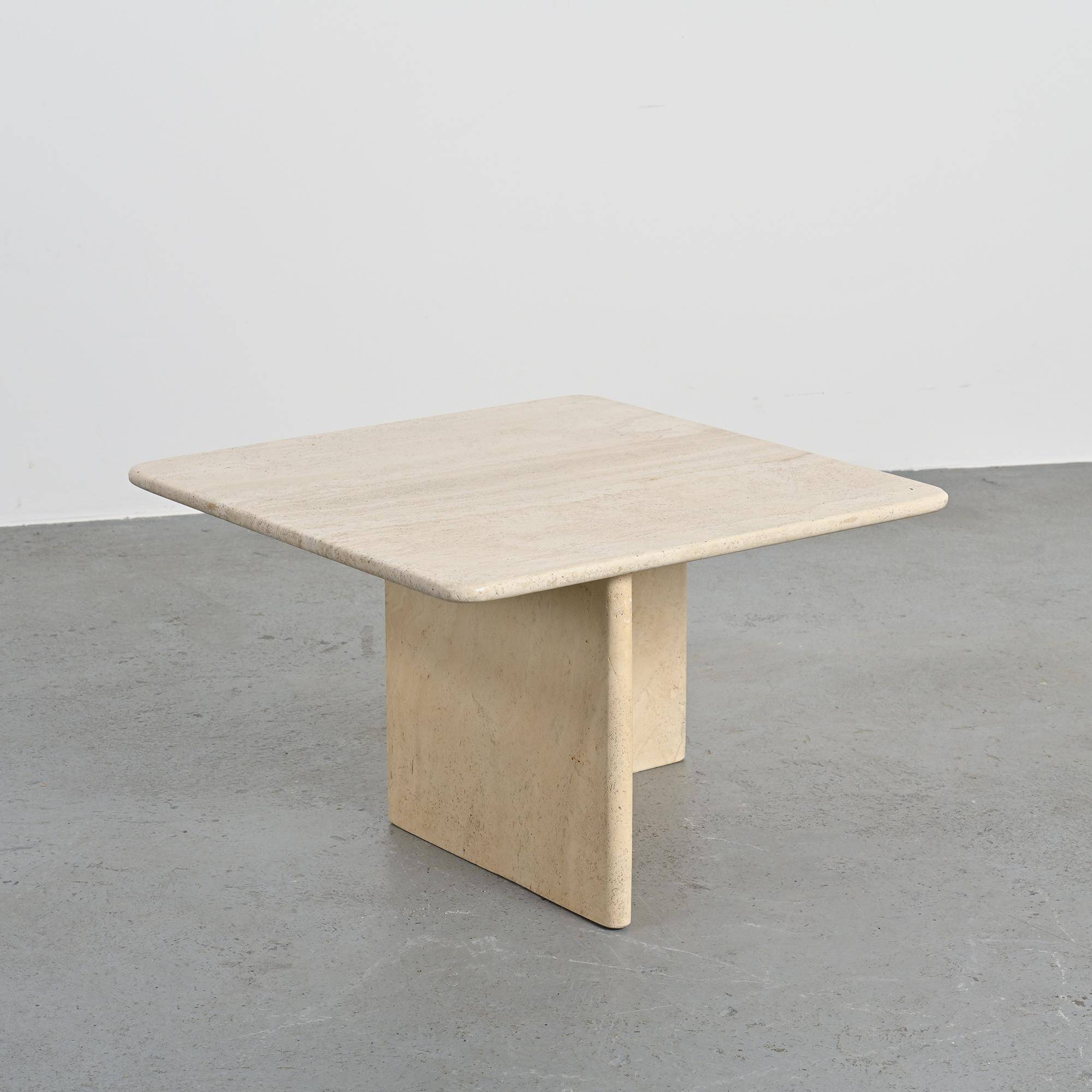 Set of three nesting tables in travertine, Italy circa 1970.