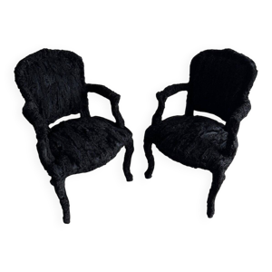 Lot de 2 fauteuils théâtraux - noir tissu