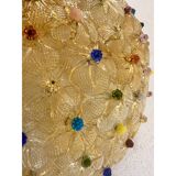 Venetian Gold Flowers and Multicoloured Murano Glass Flush Mount