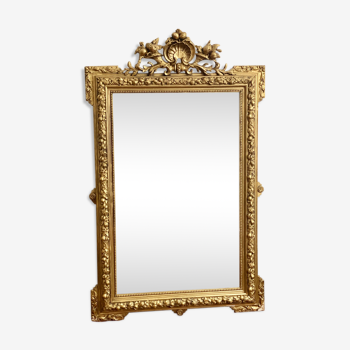 Miroir ancien doré fronton Napoléon III 138x86cm