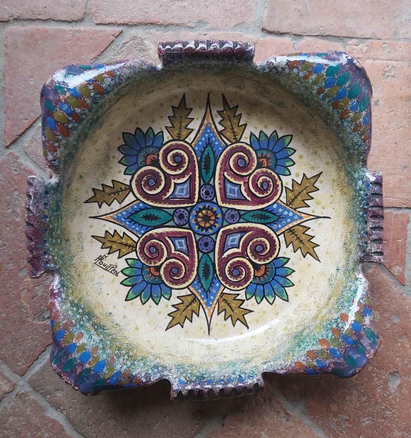 Quimper faience plate, P FOUILLEN