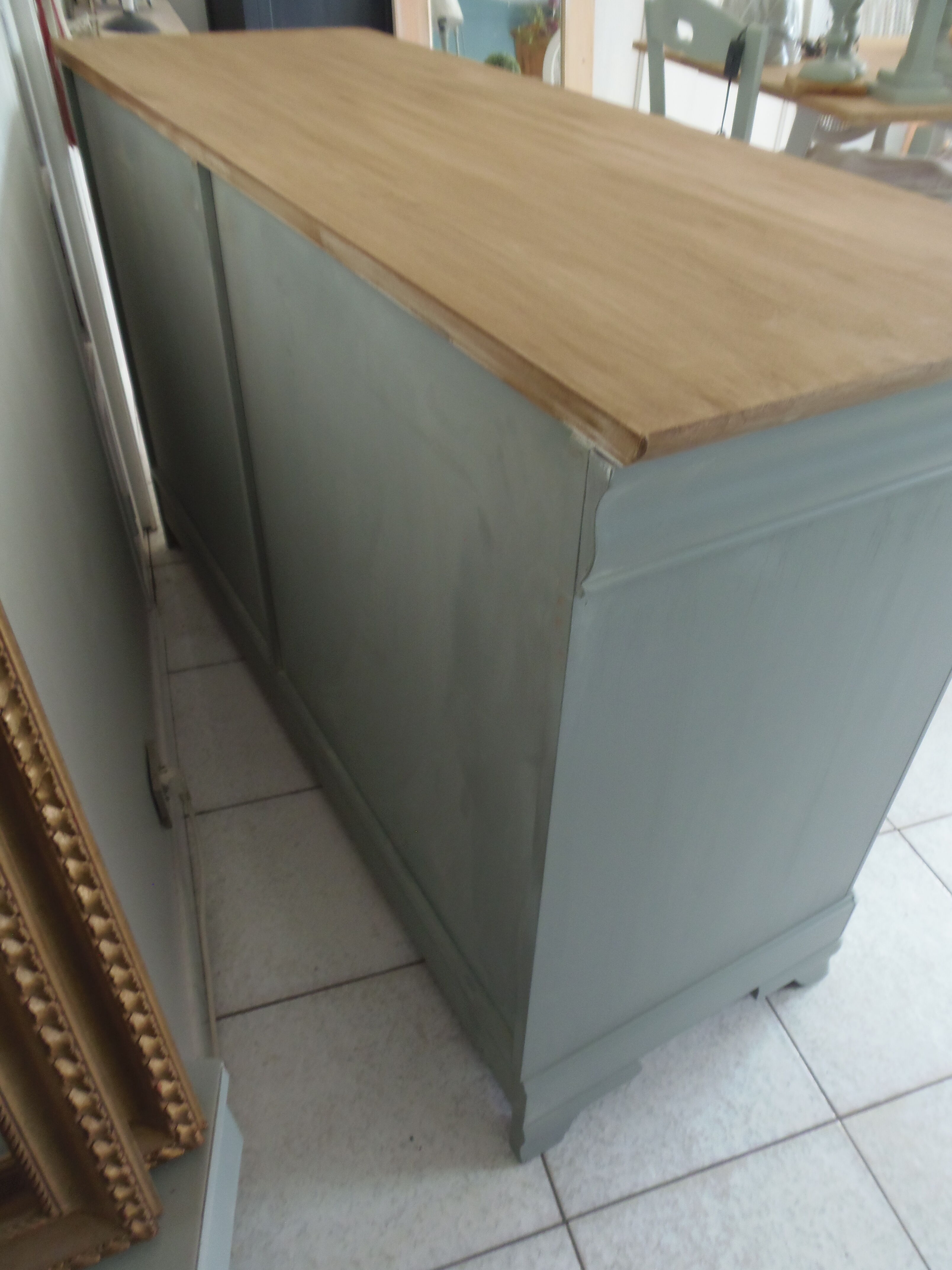 Louis Philippe style chest of drawers, 8 drawers green of gray