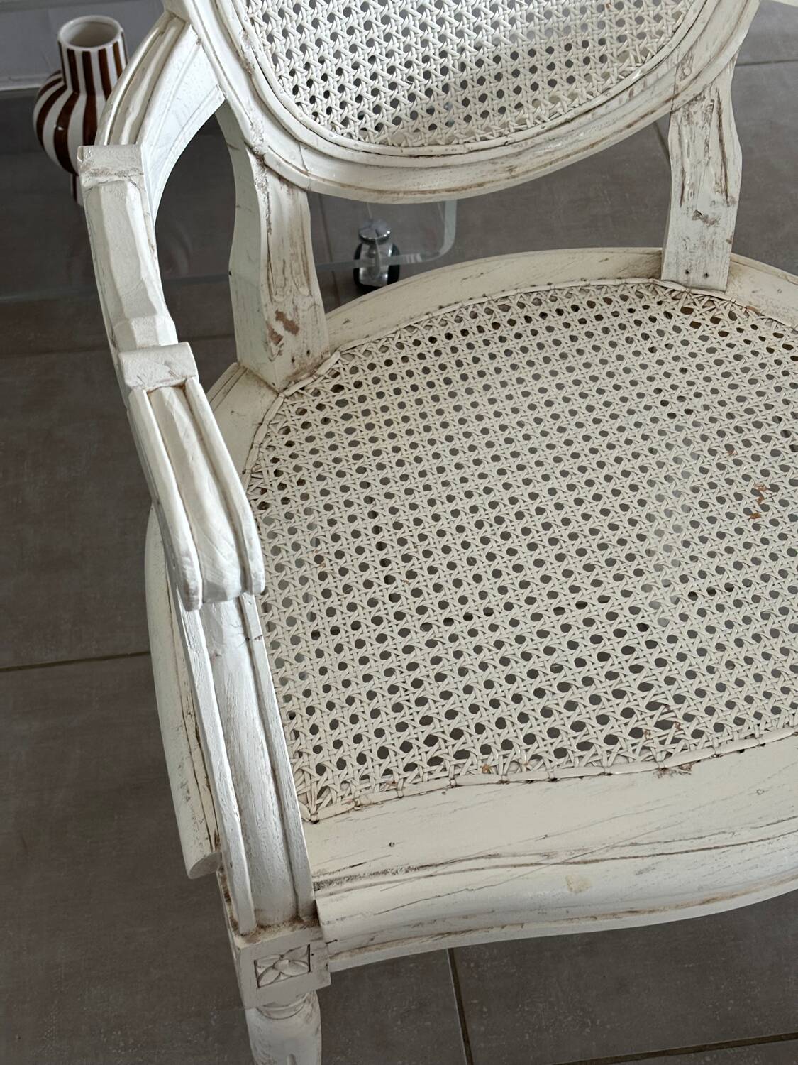 Caned medallion armchair
