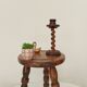 Vintage folk art turned wood candle holder