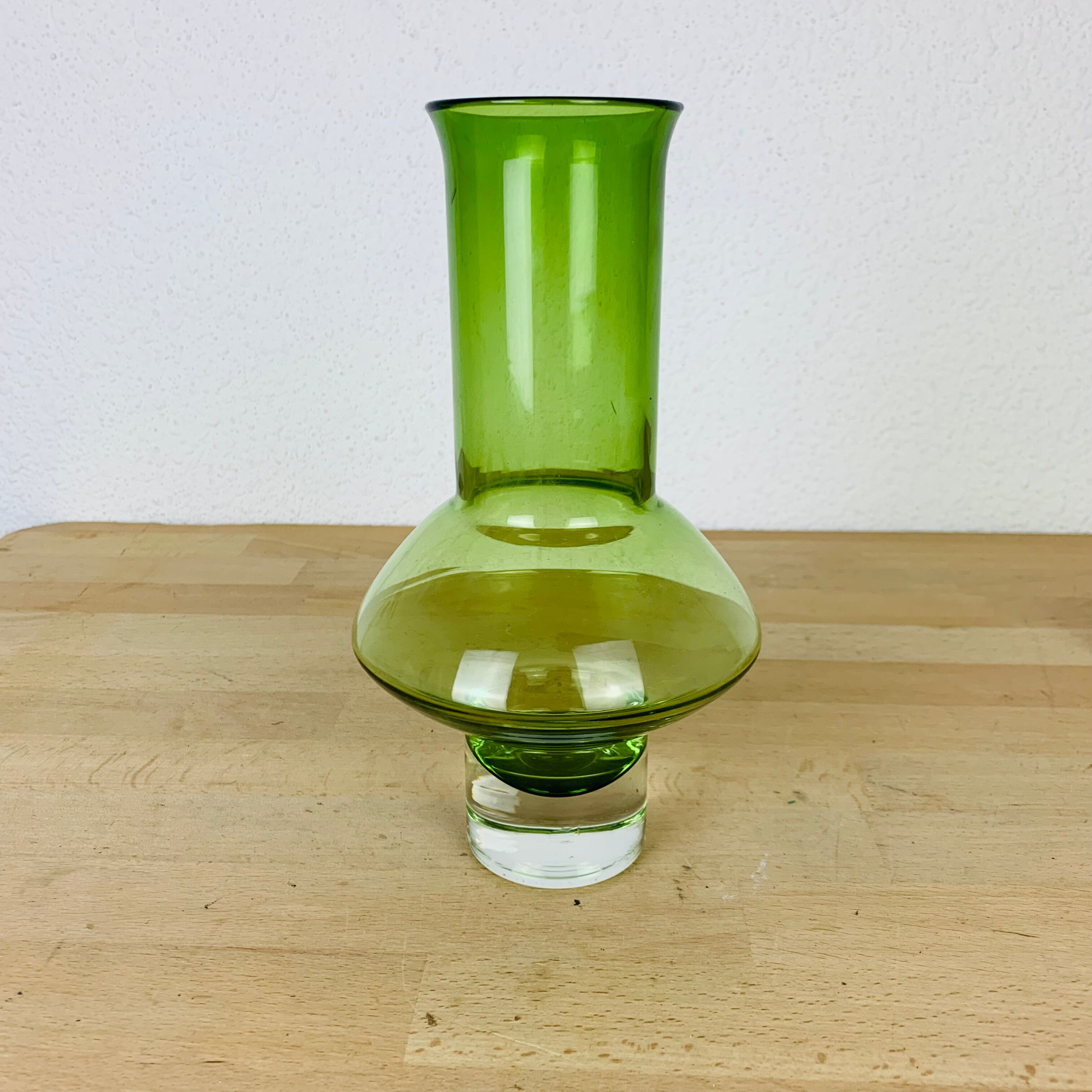 Scandinavian glass vase Riihimaki green