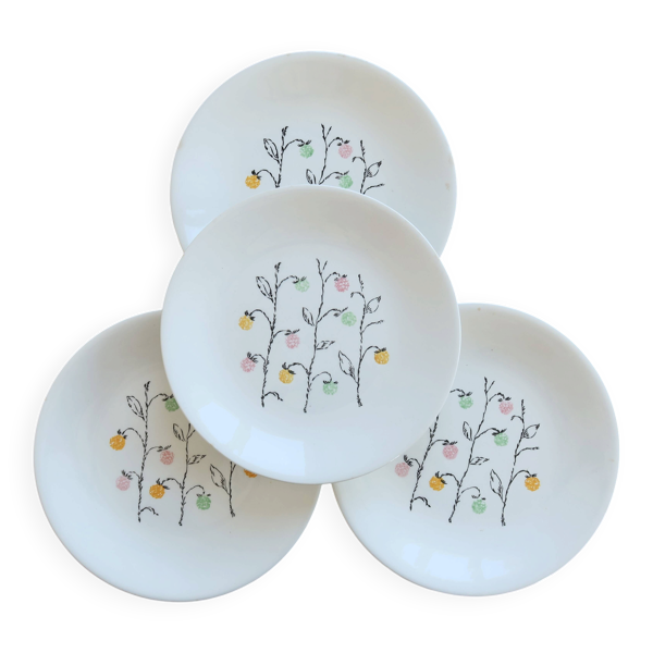 4 assiettes plates vintage faïence de Gien modèle Marie-Claire
