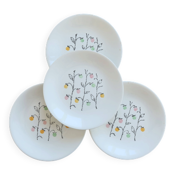 4 vintage flat plates in Gien earthenware, model Marie-Claire.