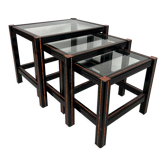 Set de 3 tables gigognes vintage noir