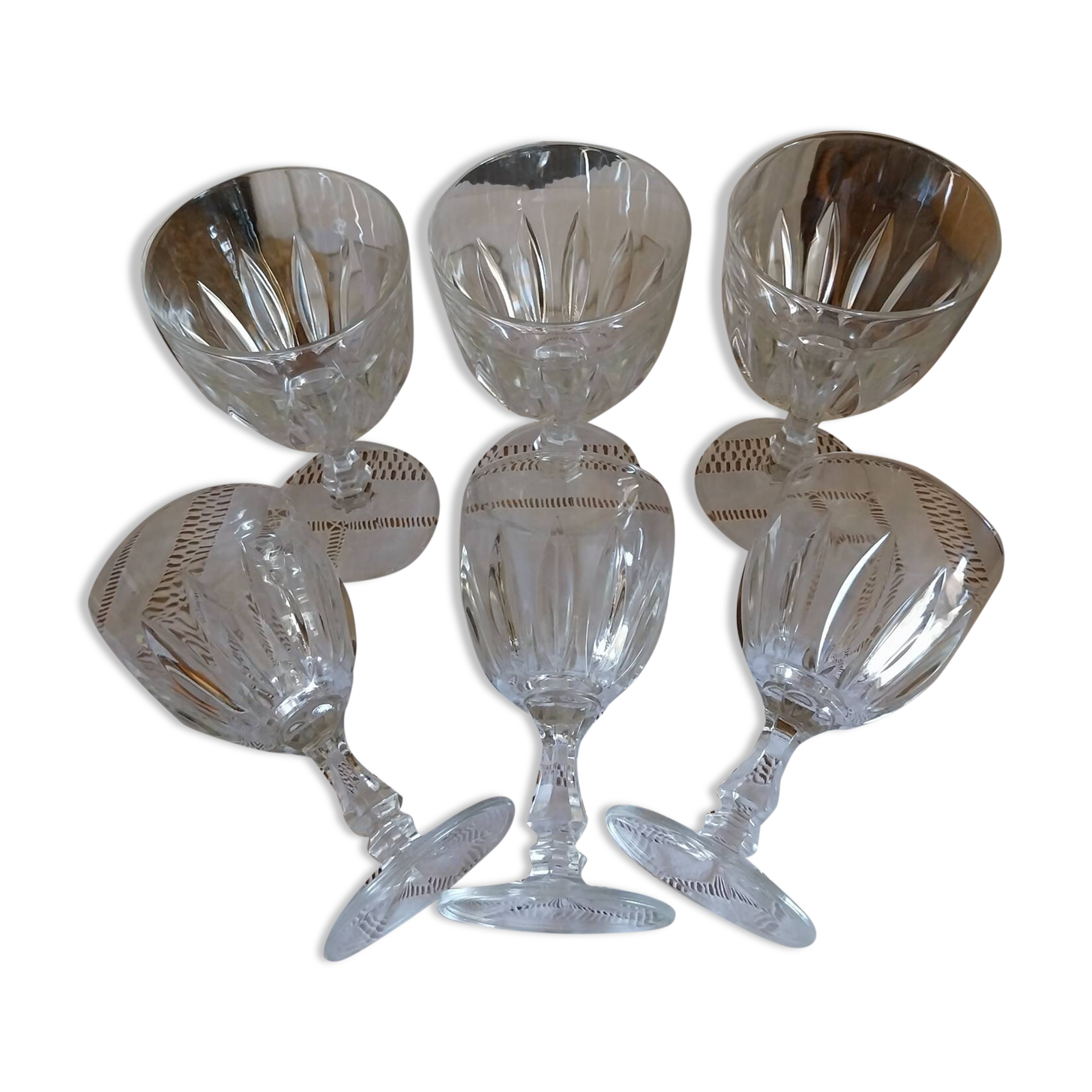 Vintage Italian chiseled crystal stemmed glasses