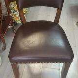 Lot of leather and vintage wood chairs