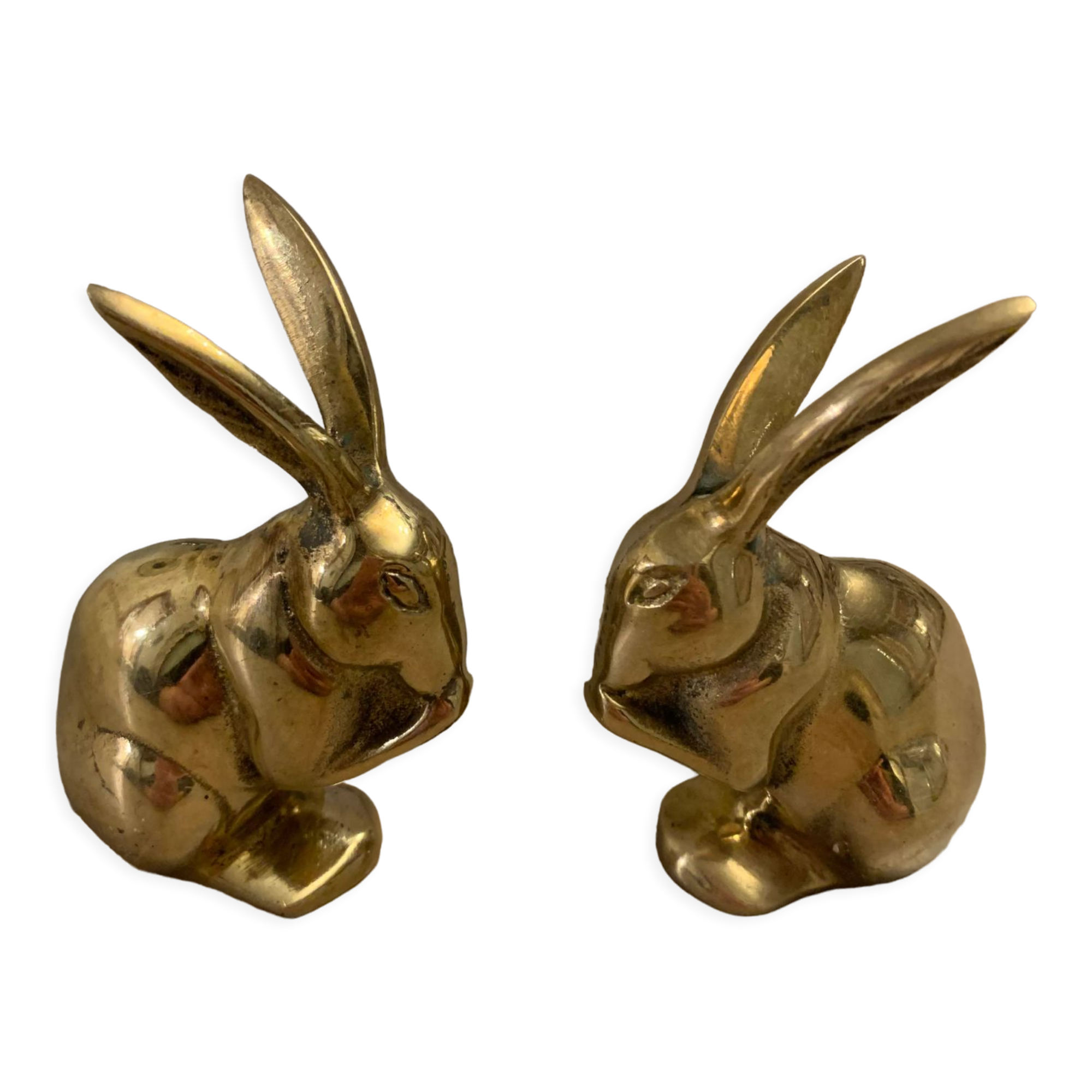 Décorations Pâques - Lapins En Bois Avec Fleur - Set De 2 Pièces Jaune/Marron