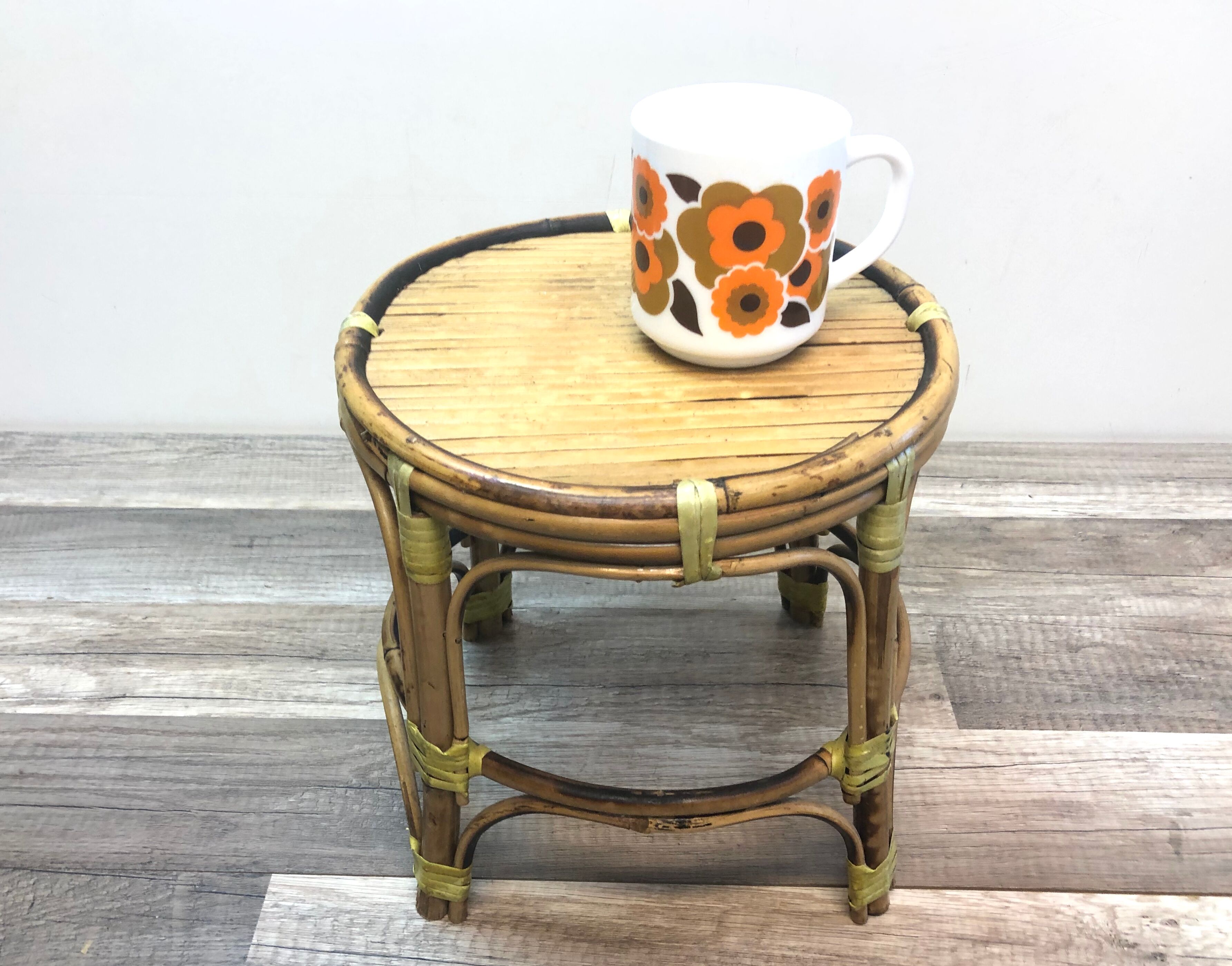 Mini table door door rotin bamboo vintage 70 crafts France