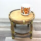 Mini table door door rotin bamboo vintage 70 crafts France