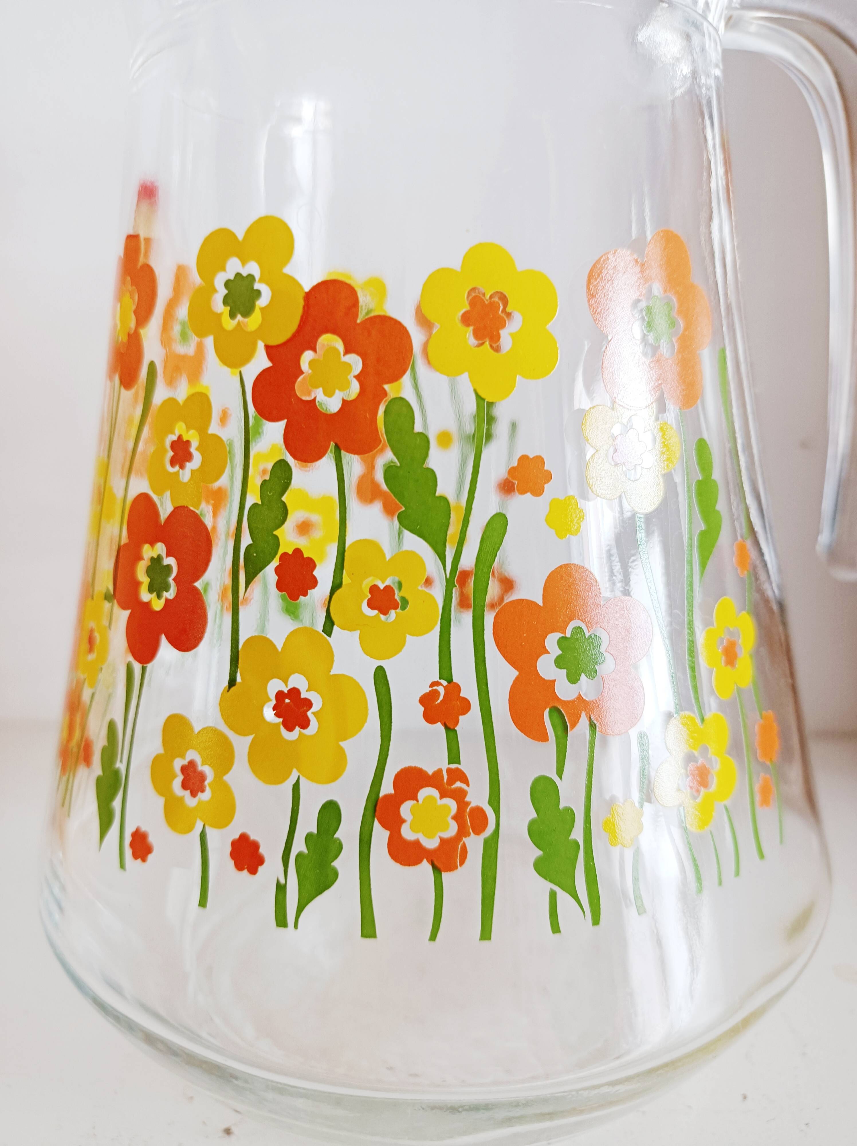 Flowery glass carafe, 1970s