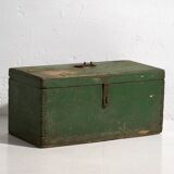 Coffre ancien petit en bois de couleur verte (vers 1910) #6