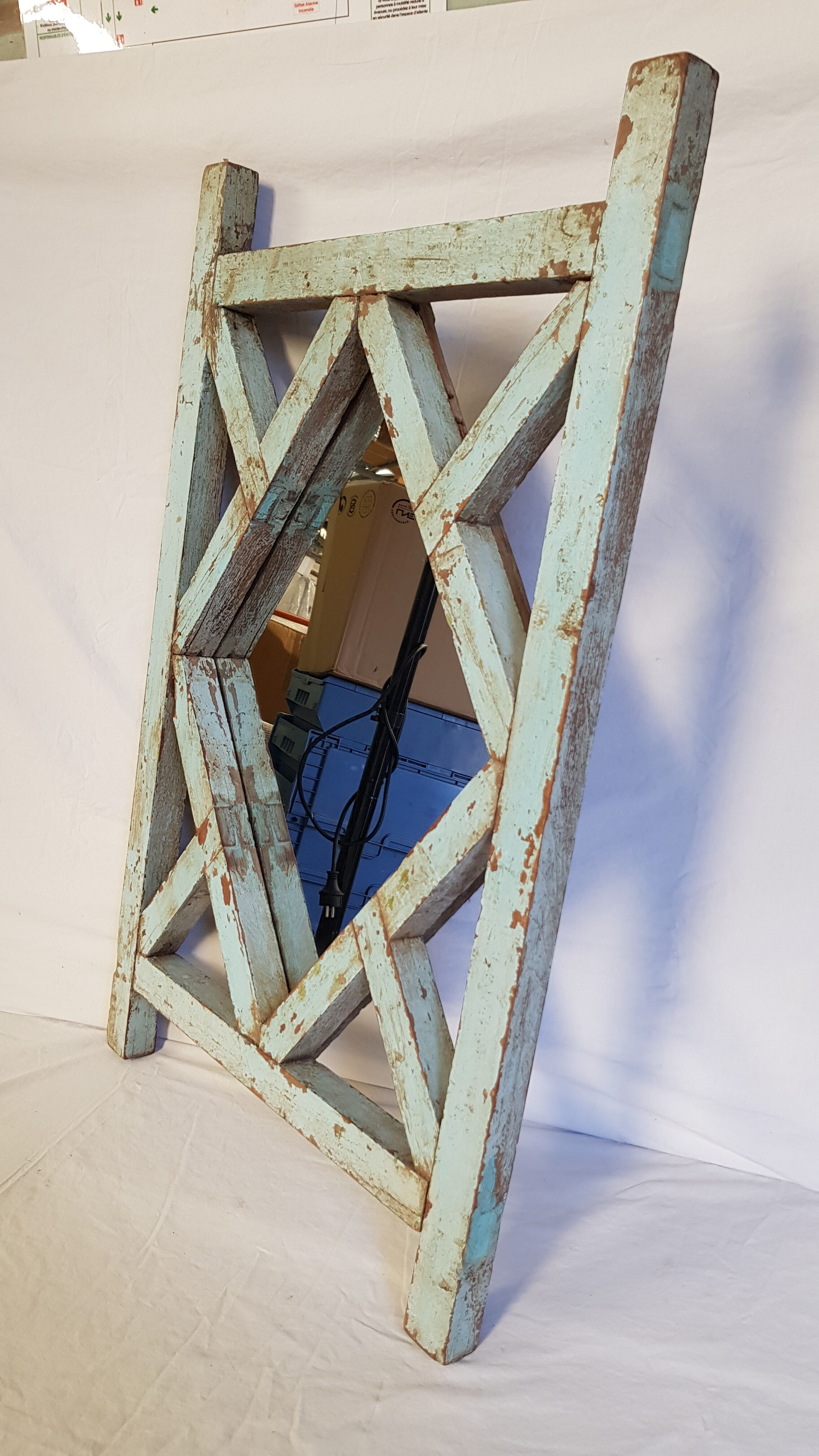 Mirror claustras in Burmese teak 49x80cm