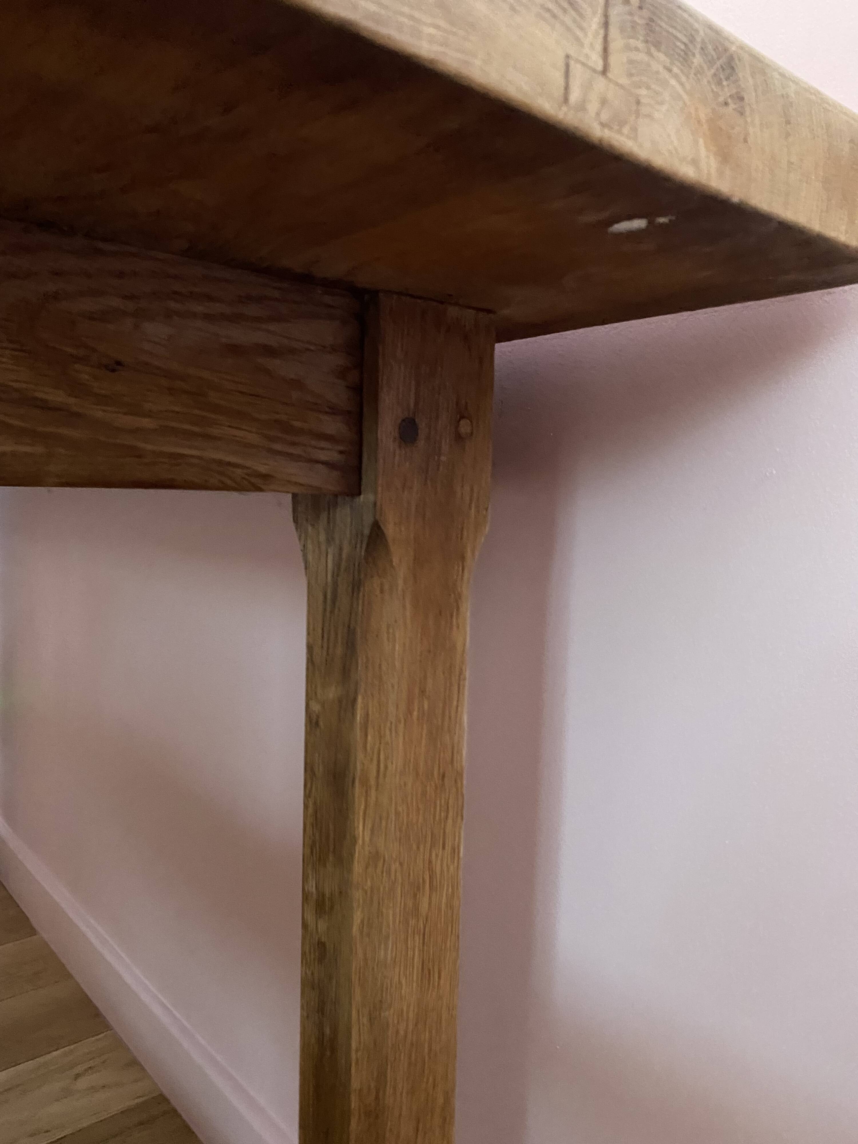 Solid elm wood farmhouse table and bench set