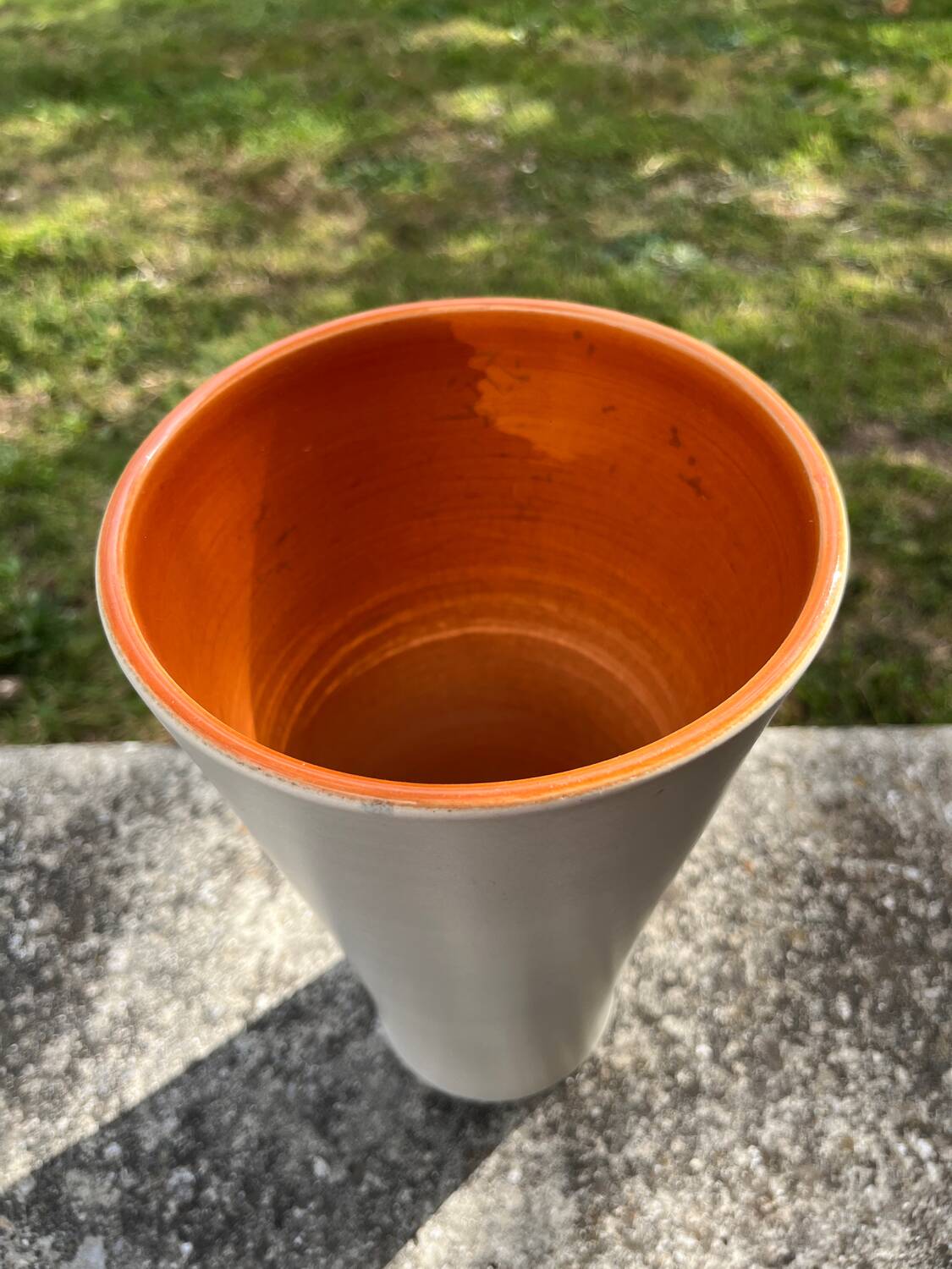 Large vintage ceramic vase 1960 white orange