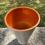 Large vintage ceramic vase 1960 white orange