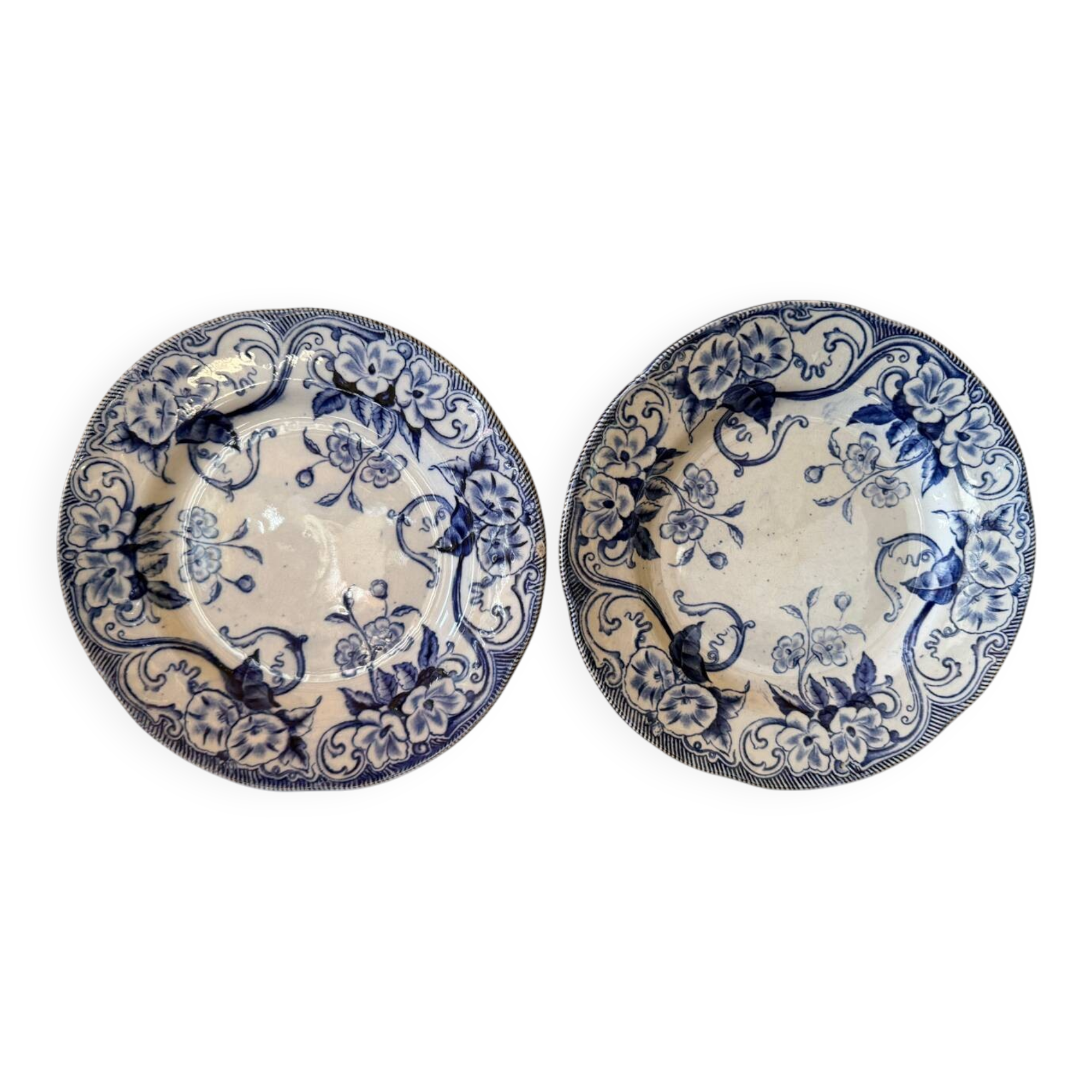 Dessert plates in ironstone Creil and Montereau model Flora