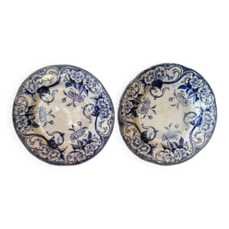 Flora model ironstone dessert plates from Creil and Montereau.