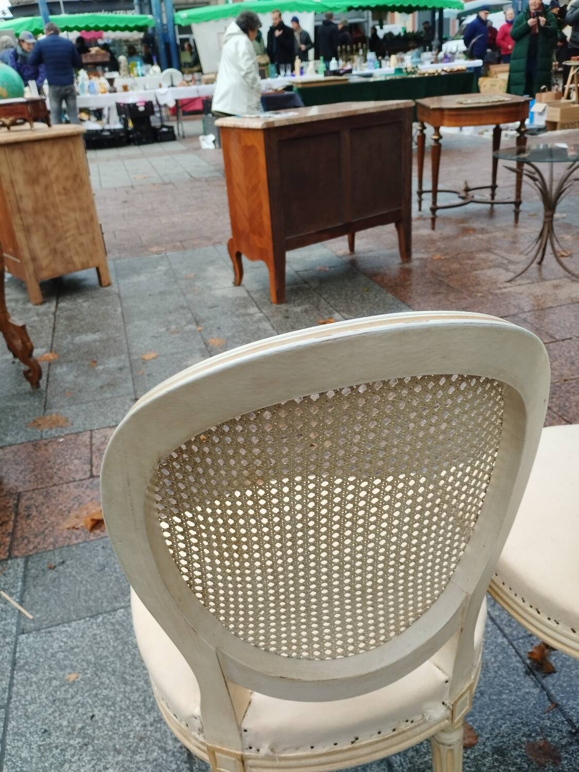 Beautiful set of six antique Louis XVI style chairs