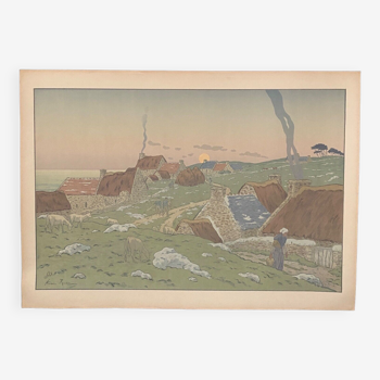 Lithographie par Henri Rivière Le Lever de Lune