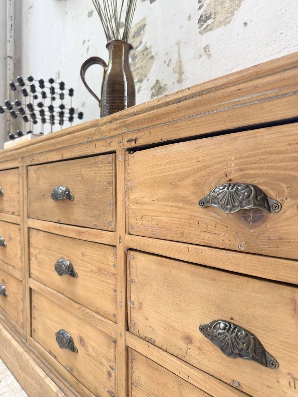 Pine craft cabinet with drawers