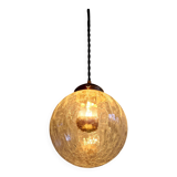 Vintage transparent cracked glass pendant, 1970s.