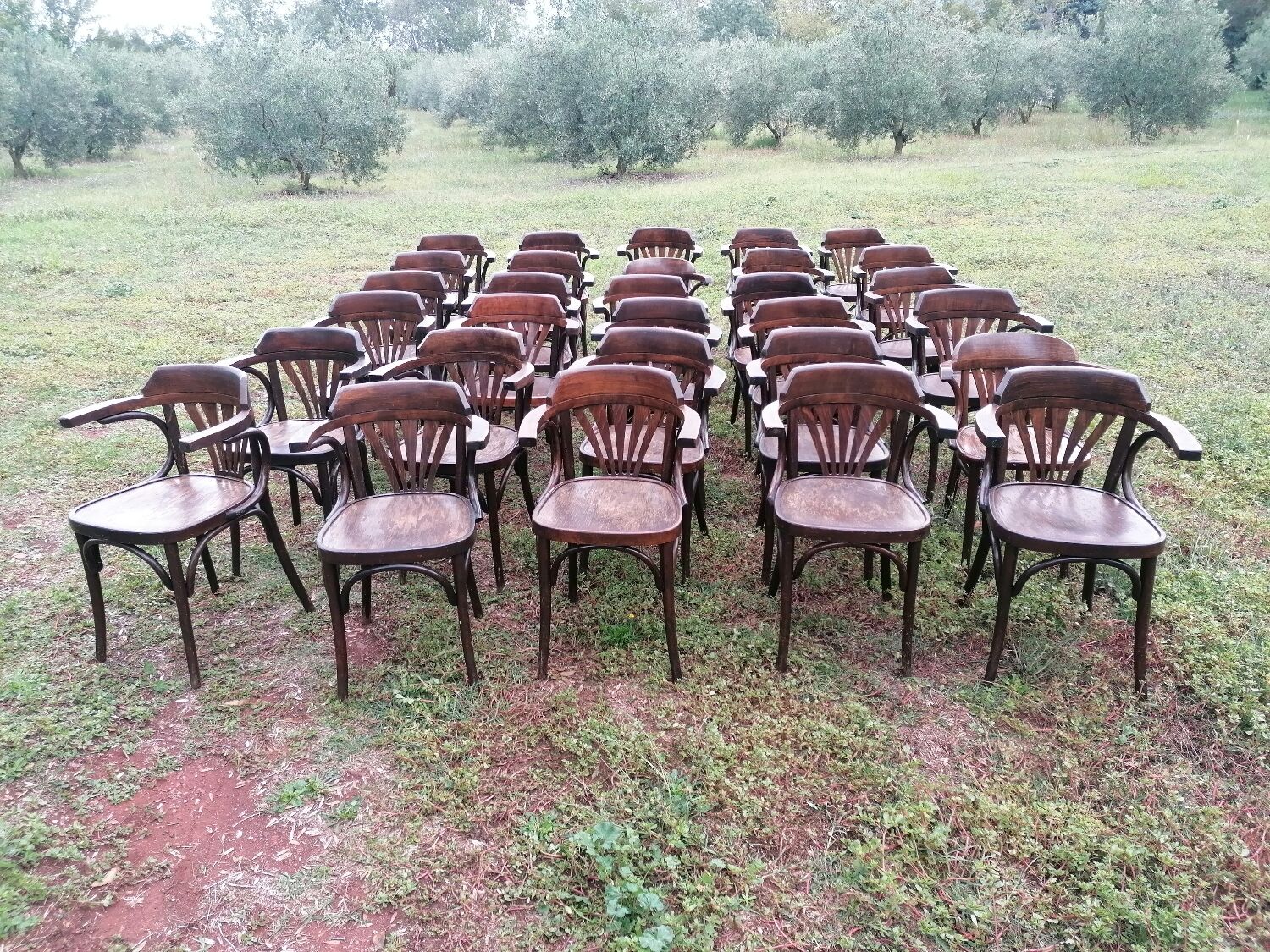 Set of 30 vintage bistro armchairs
