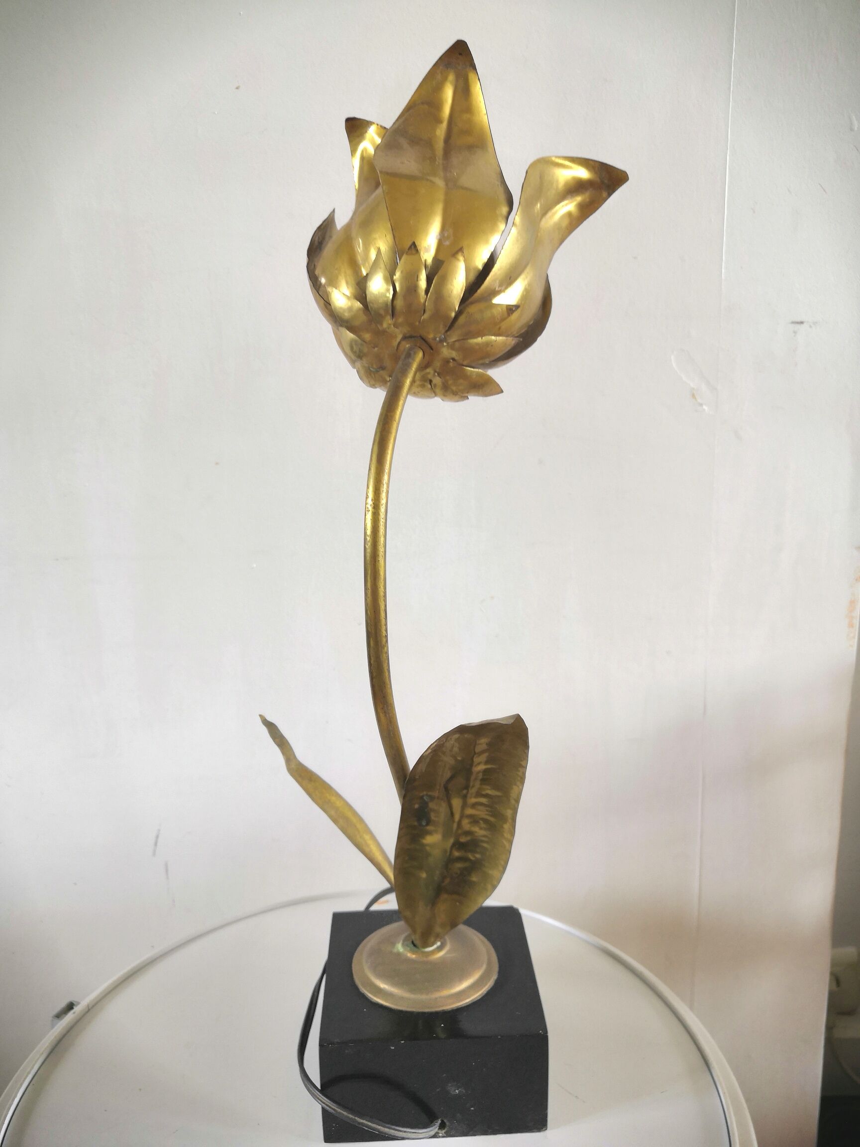 Tulip flower lamp in brass design 60s - 70s