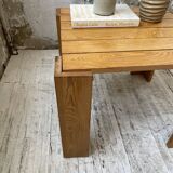 Square pine coffee table from the 70s revival