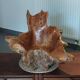 Sculptural wooden centrepiece, organic bowl, brutalist.