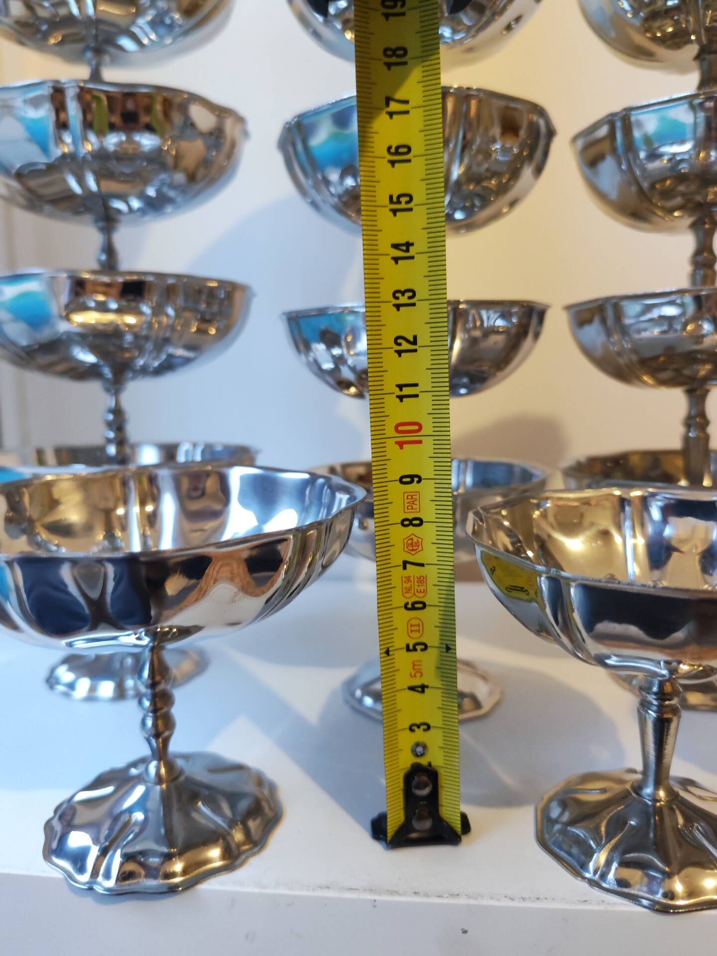 27 coupes en acier chromé inoxydable
