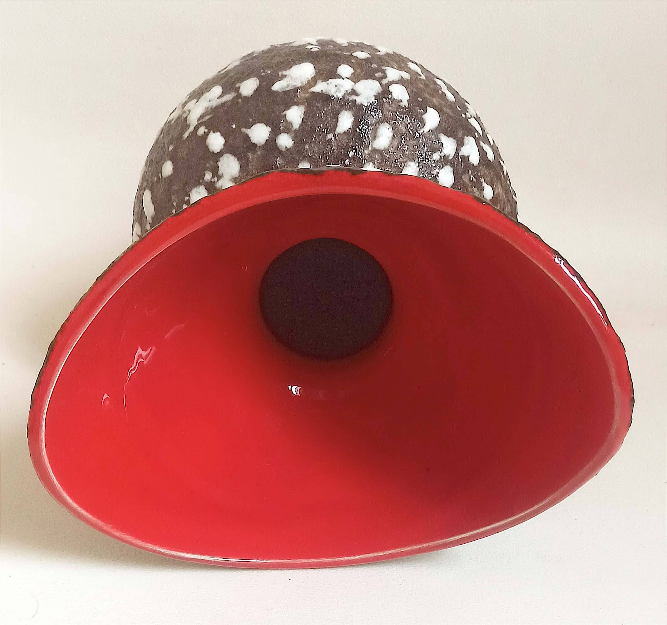 Vallauris Fat Lava Vase Red black 1950s Height 27 cm