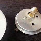 Half moon ceiling light in white opaline 60s/70s