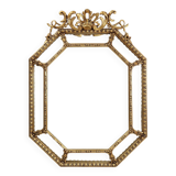Large French octagonal gilded wooden mirror in Louis XVI style