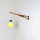 Large Extendable Swivel-Arm Wall Lamp In Wood And Opal Glass, Sweden 1950S