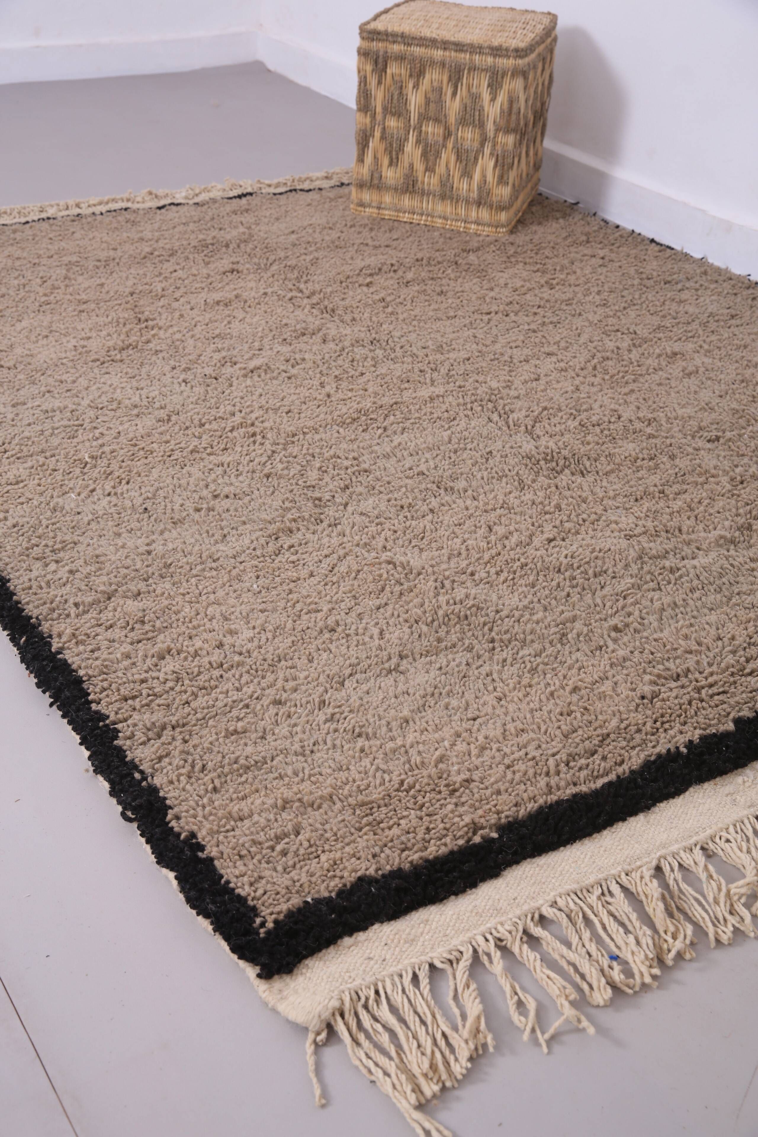 Taupe Handmade Moroccan Rug 177 x 219 cm - Berber Wool Rug - Bohemian Style
