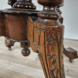 Coffee table in walnut with maple inlays and wheels