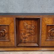 Pier Luigi Colli: Art Deco period sideboard in burl and carved wood