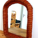 Wicker rattan mirror