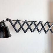 Industrial Black Enamel Scissor Wall Lamp, 1930s
