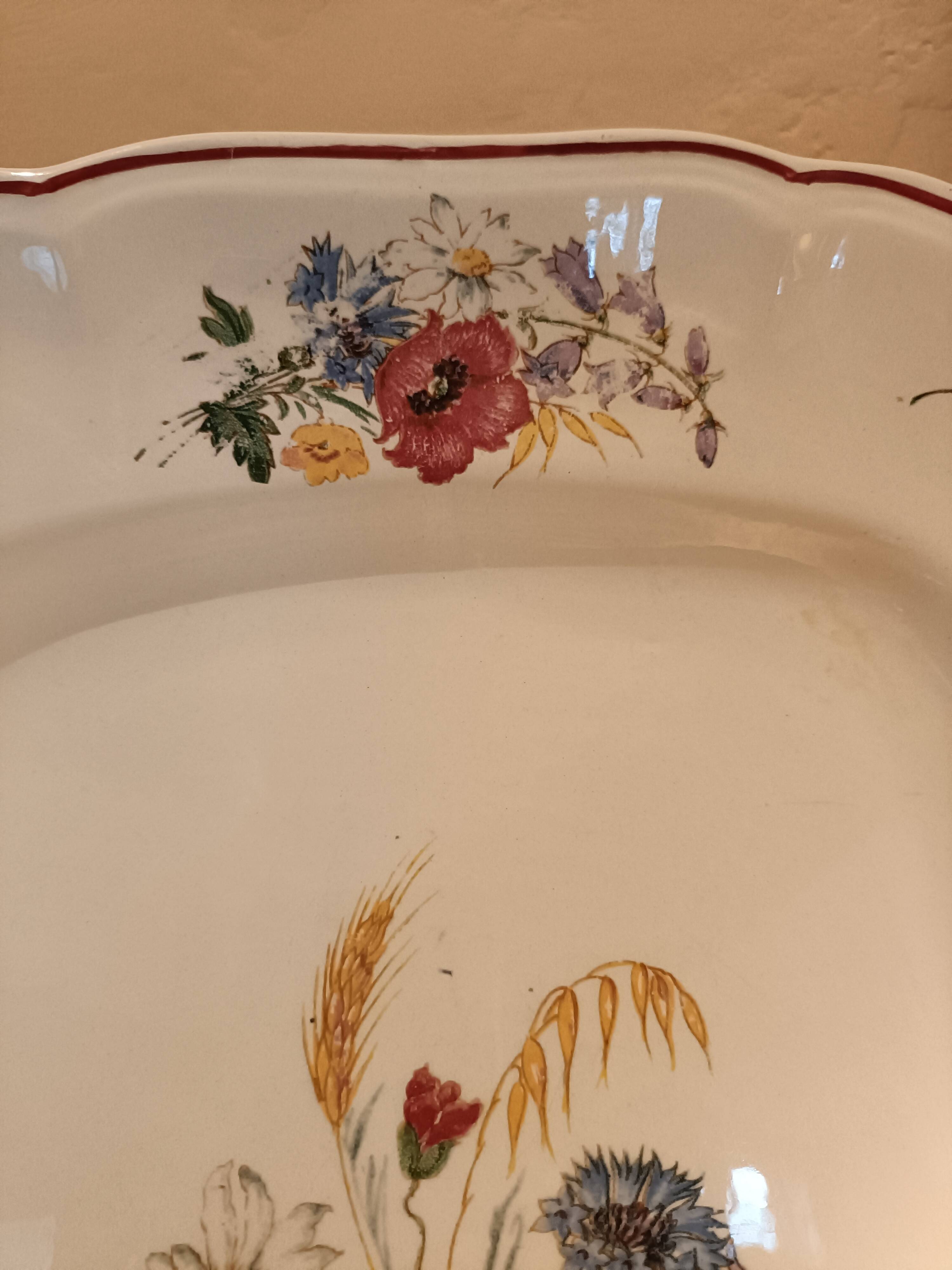 Large dish Digoin Sarreguemines model Agreste