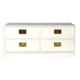 White lacquered chest of drawers and brass handles, 1970s