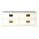 Commode laquée blanc et poignées laiton, années 70