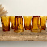 6 verres ambrés vintage