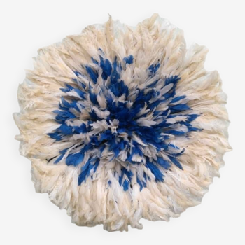 Juju hat intérieur moucheté bleu et blanc contour blanc de 50 cm