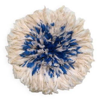 Juju hat intérieur moucheté bleu et blanc contour blanc de 50 cm